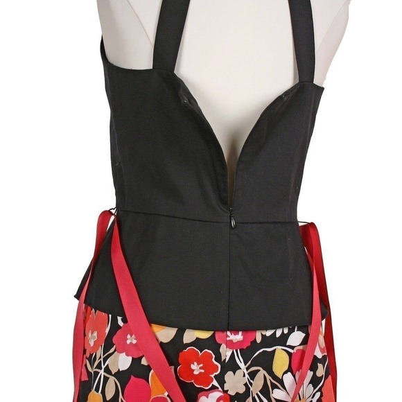 Vintage Halter Dress Sheri Martin Black Peplum Top Floral Skirt Size 6 - Hey Viv - Picture 6 of 8